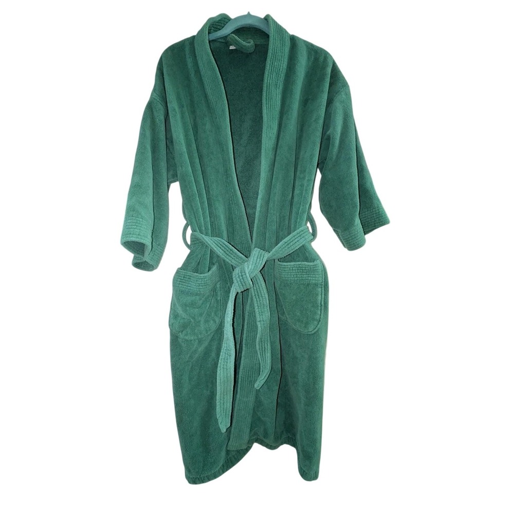 T.J.LAWFORD Vintage Turkish Towel Robe 80s Green Unisex Bathrobe One Size Unisex